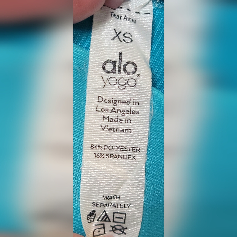 ALO Yoga High Waist Airlift Legging Full Length Sz XS Bright Aqua Blue W5766R - Picture 15 of 16